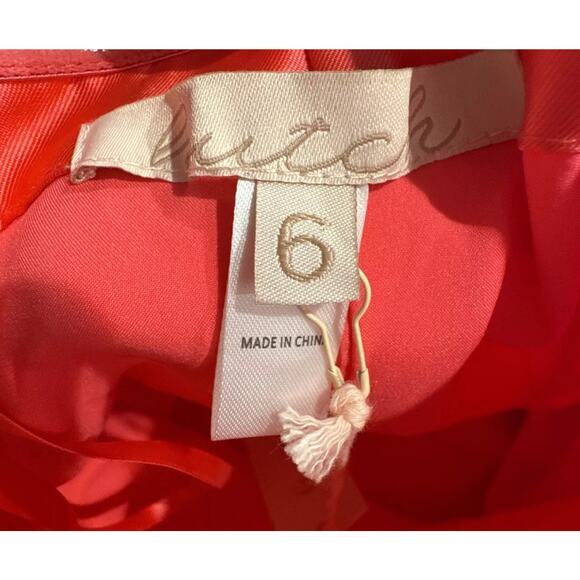 HUTCH Romper Women’s Size 6 Gazar Hot Coral Train Anthropologie Strapless RARE - Picture 7 of 8